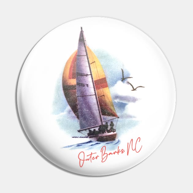 Outer Banks - Retro Sailboat Design Pin by DankFutura