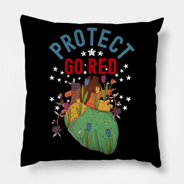 Go Red Health Heart Month Awareness Pillow by alcoshirts