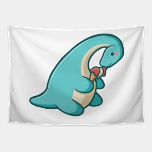 Cute dino eats ice cream, dinosaur Tapestry