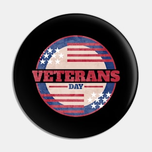 US Flag Round Logo For Veterans Day Pin