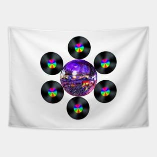 Disco Rainbow Album Flower Tapestry