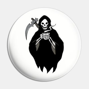 Grim Reaper Loves Coffee Fan Gift Pin