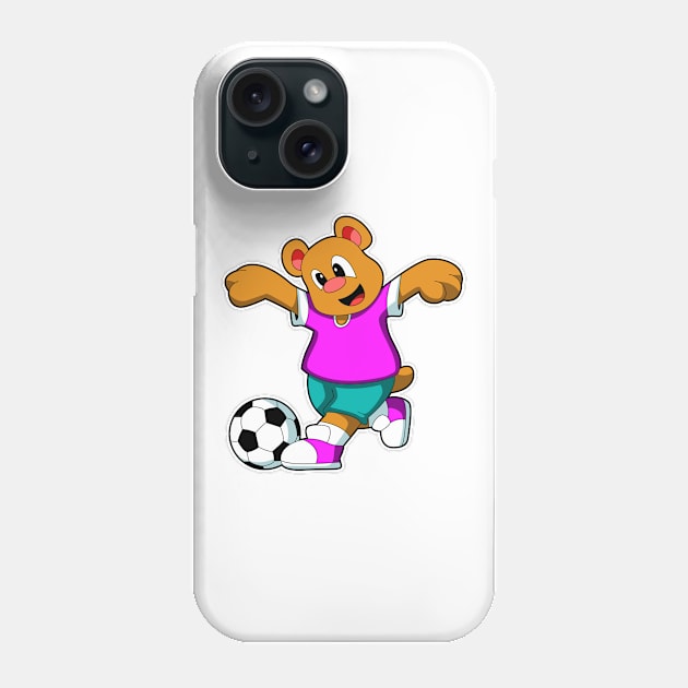 Bear at Sports with Soccer Phone Case by Markus Schnabel