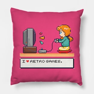 I Love Retro Games Pixel Art Illustration Pillow