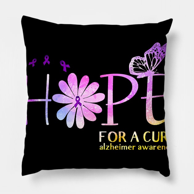 Hope For A Cure Alzheimer Awareness Flower Gift Pillow by thuylinh8