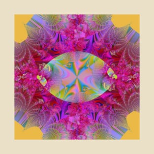 Psychedelic Pink Fractal with Multicolor Eye T-Shirt