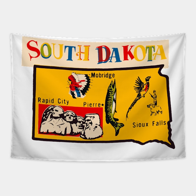 Vintage South Dakota Tapestry by ZSONN