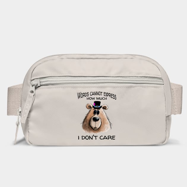 Funny Sarcastic Bear in Specs and Top Hat design, I Don't Care by Luxinda