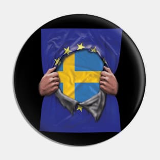 Sweden Flag European Union Flag Ripped Open - Gift for Swede From Sweden Pin