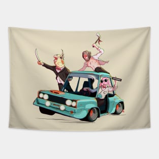 Animal road rage Tapestry