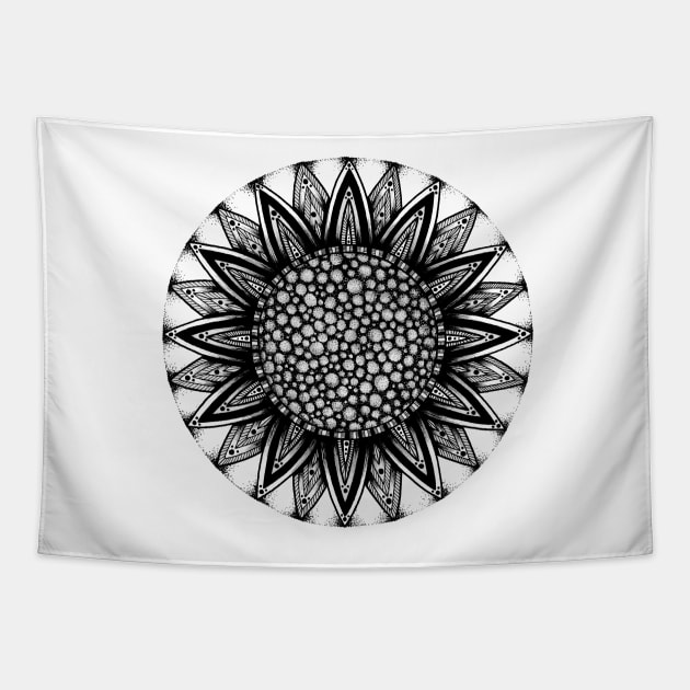 Sunflower Mandala Tapestry by Litedawn