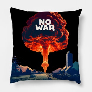 No War: World Peace Please on a dark (Knocked out) background Pillow