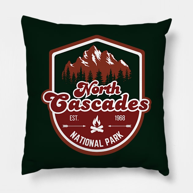 North Cascades National Park Pillow by FullOnNostalgia