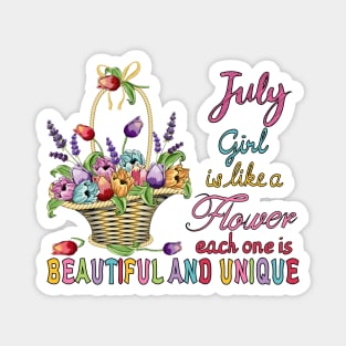 July Girl - Flower Basket Magnet