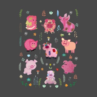 Pig With Plant Design For Farm Girl. T-Shirt