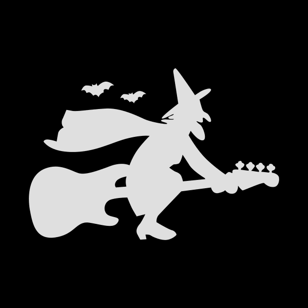 Witch Riding Bass Guitar Funny Halloween by EduardjoxgJoxgkozlov