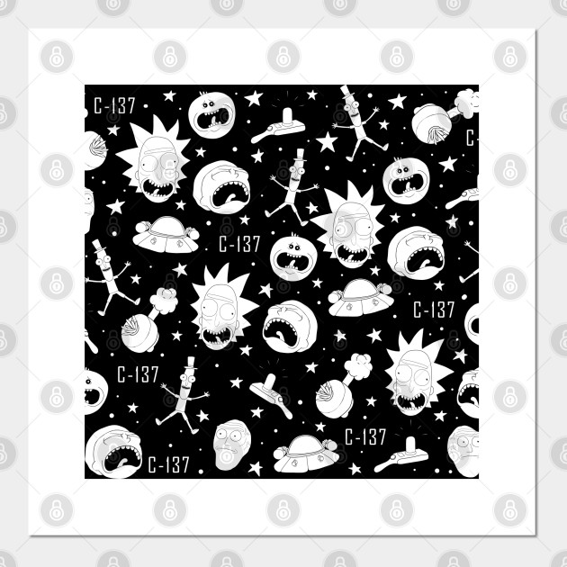 Black And White Rick And Morty Pattern Rick And Morty Affiche Et Impression D Art Teepublic Fr Check out amazing rick_and_morty artwork on deviantart. black and white rick and morty pattern