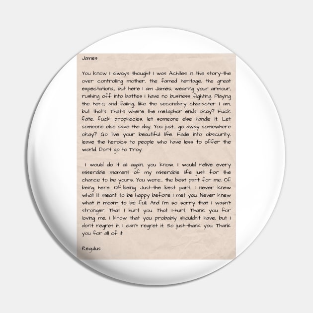 Regulus' words to James from the cave in letter form (Choices) Pin by ThePureAudacity