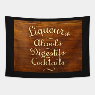 Liquor Store in Paris, Wooden Store Sign Tapestry