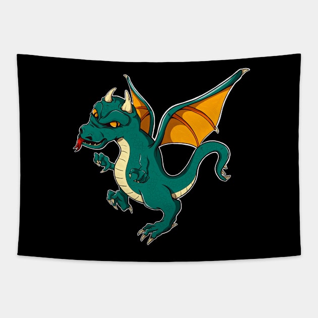 Dragon Art Motif Dragon Lover Tapestry by Foxxy Merch