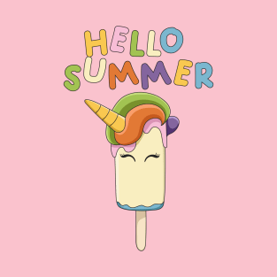 Hello Summer Fun Ice Cream Bar Unicorn T-Shirt