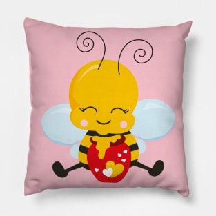 Cute Bee Valentine's day Design Pillow