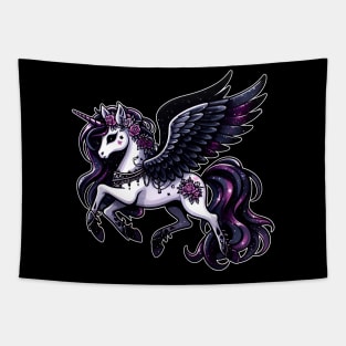 Cosmic unicorn glitter dark pegasus Tapestry