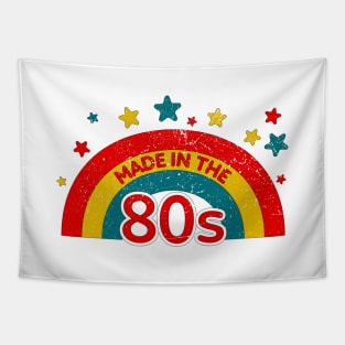 Made in the 80s with Retro Rainbow Colors (Distressed) Tapestry