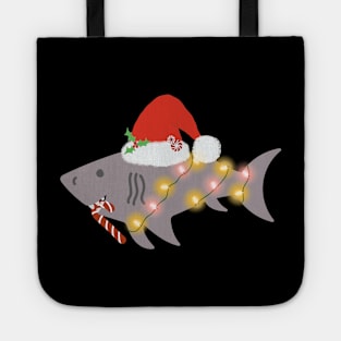 Shark Santa Hat Candy Cane Peppermint Candies Christmas Tote
