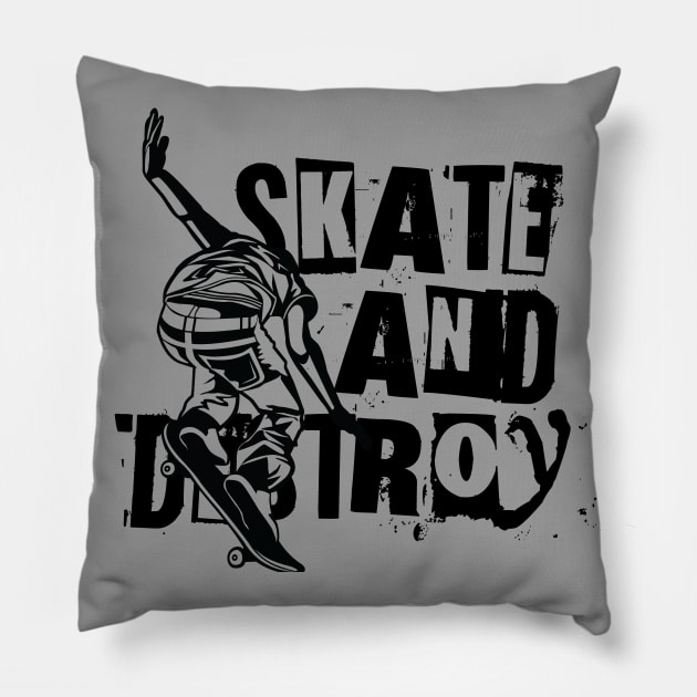 Skate and Destroy Pillow by EddieBalevo