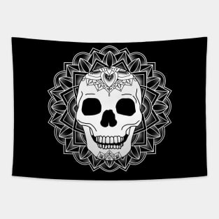 Mandala Flower Skull Tattoo Design Tapestry