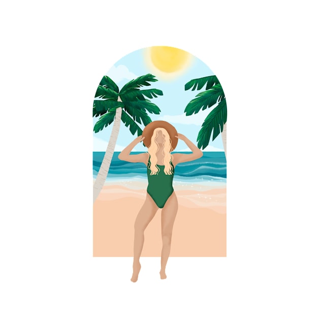 Beach Girl 3, Summertime illustration by gusstvaraonica