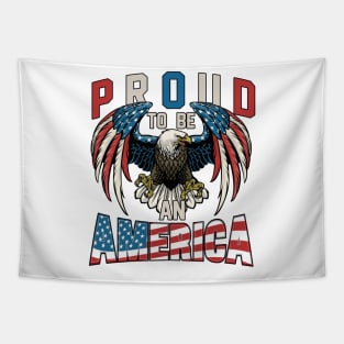 Proud To Be An American Graphic Eagle American Flag Ribbon Tapestry