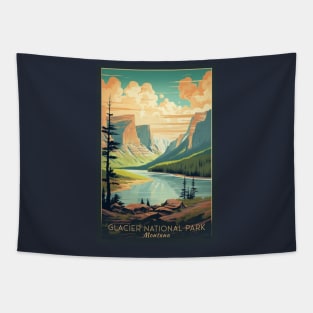 Glacier National Park Travel Poster Tapestry