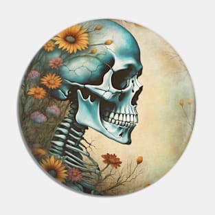 Flower Skull Pin