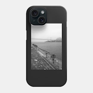 Foggy day at Kanmon strait with Kanmon bridge in the background Phone Case