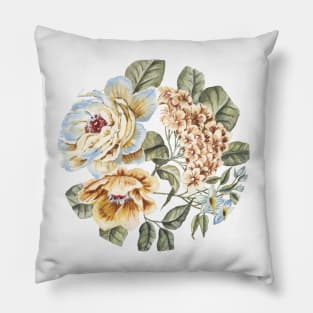 Circular Pastel Flowers Pillow