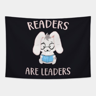 Readers are Leaders cute reading Bunny Tapestry