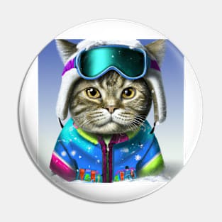 Cute Snowboarder Cat Pin