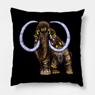 savage mammoth in tattoo mandala arts in ecopop Pillow