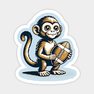 Cute monkey standing with a football Magnet