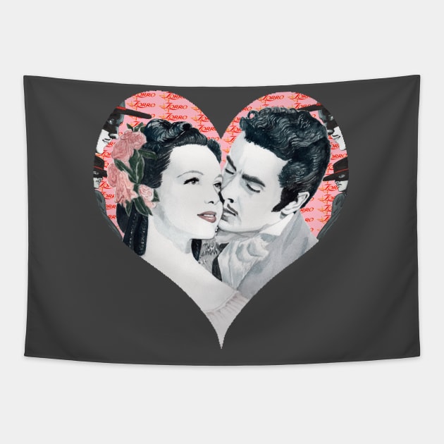 Valentines day Zorro fan art. Tapestry by Indigenous Bert