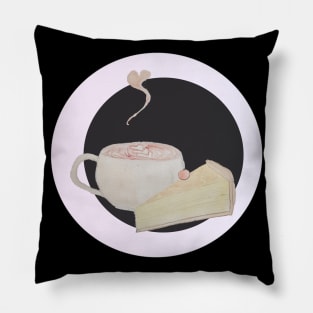 Latte and cake aquarelle Pillow