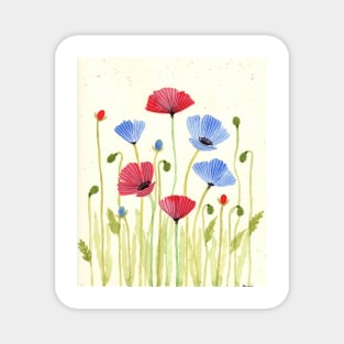 Whimsical Poppies in the Meadow Magnet