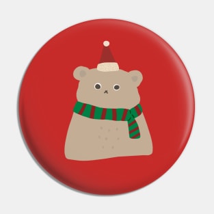 Bear with a Christmas Hat Pin