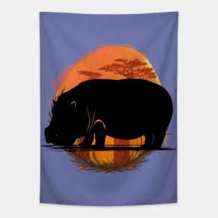 Hippo silhouette - savannah Tapestry