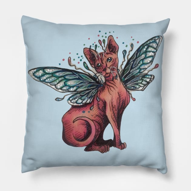 Sphynx Fairy Cat Pillow by Artsy Rew