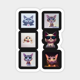 Funny and Cute Cat and Kitten Sticker Pack Magnet