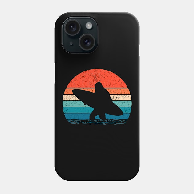 Bigfoot Surfing Sunset Phone Case by Tesszero