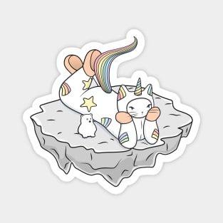 Weird Unicorn Cat contemplating the universe Magnet